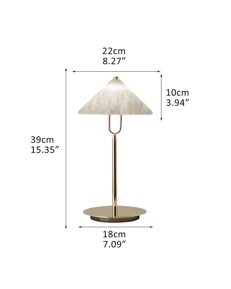 Fuji Cone Alabaster Desk Table Lamp Wide 8" for bedroom home decor D22*H39CM D8.7*H15.4" White + Brass Modern Table lamp