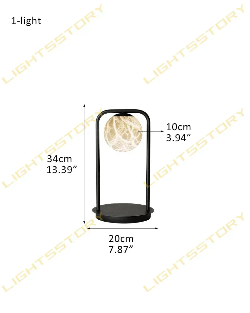 Modern Alabaster Globe LED Wall Light Fxitures with Black Iron Textured use for hallway 1-light-D20*H34CM D7.87"*H13.39"-Table Black Flush Mounted Wall Sconce Lamp