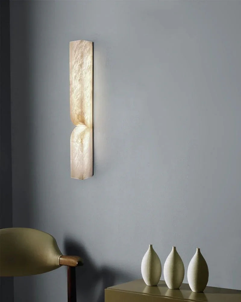 2-light White Alabaster Essence Rectangular Wall Sconce Wide 30/60cm Flush Mounted Wall Sonce Lamp