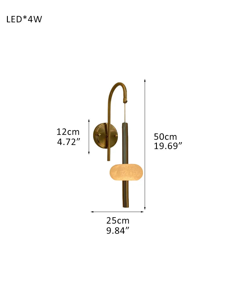 Modern Elegance Handmade Spanish Marble Pendant Lamp Wide 4" | Adjustable Long Cord W-L12*W25*H50CM L4.7"*W9.8"*H19.7" White + Brass Modern Pendant lamp