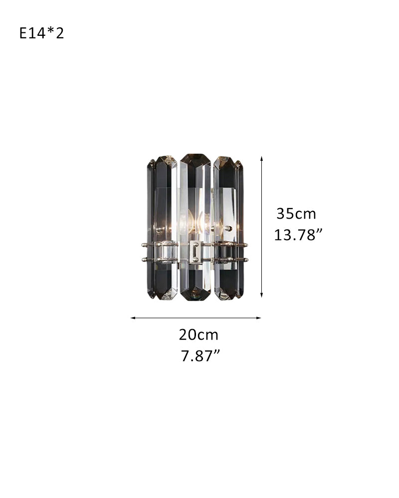 Double Bathroom Vanity LED Crystal Dimmable Wall Light Fixture Wide 8" Black/Brass/Chrome Metal