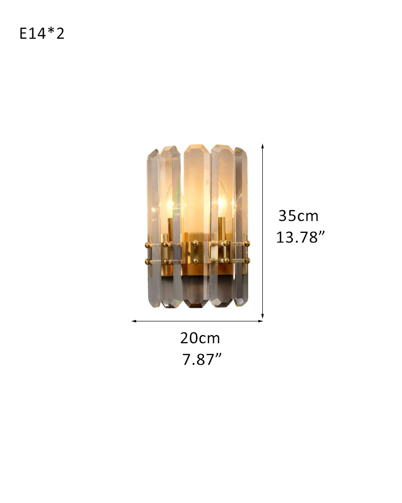 Double Bathroom Vanity LED Crystal Dimmable Wall Light Fixture Wide 8" Black/Brass/Chrome Metal