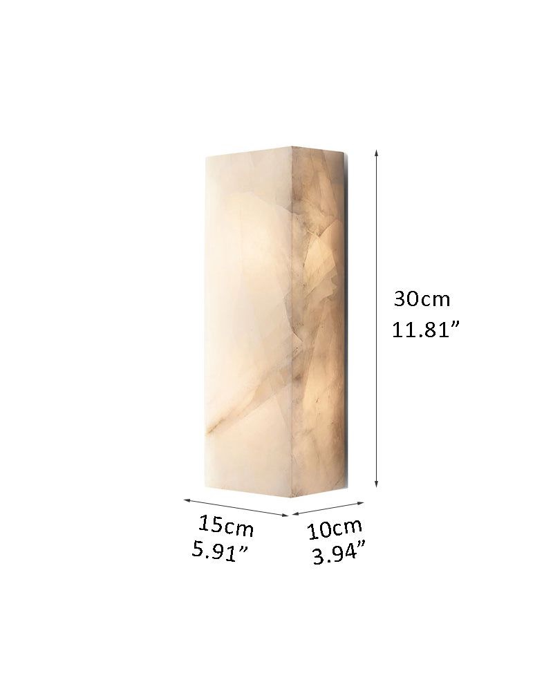 Rectangular marble floor lamp emitting warm soft light, height 30cm