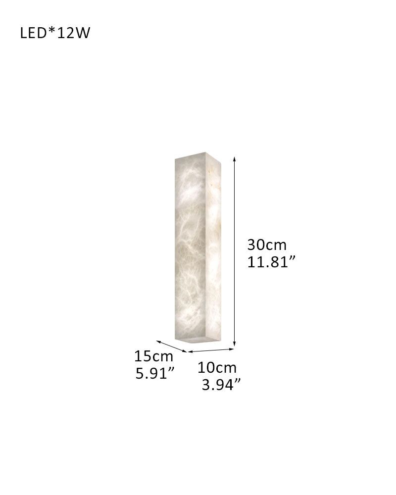 Rectangular Natural Semi-Translucent Alabaster Wall Lamp for Bath & Vanity
