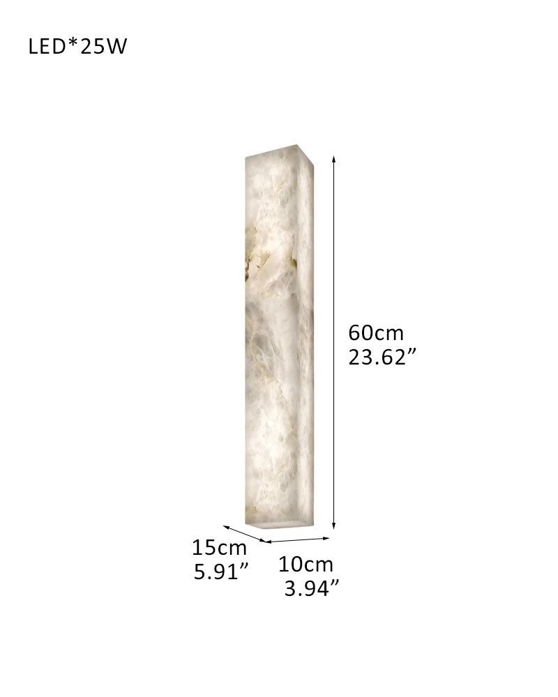 Rectangular Natural Semi-Translucent Alabaster Wall Lamp for Bath & Vanity