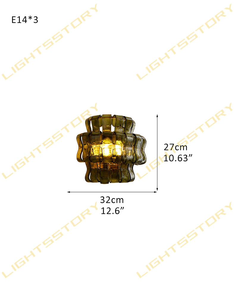 Brina Giverny Ghiaccio Fluted Green Glass Wall Light Sconce