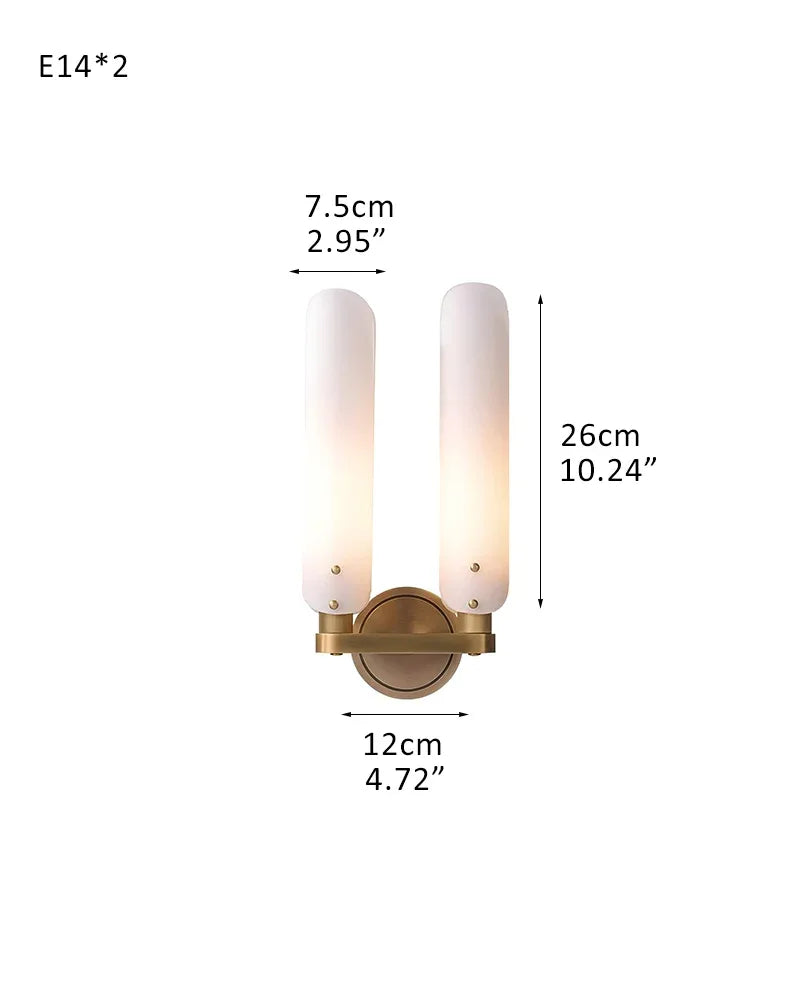 Aged Unique Brass/Black Platiere Linear Glass Wall Ssonces for entryways Double-D7.5*H26CM D2.95*H10.24"-A White + Brass Modern Art Design Wall Lamp