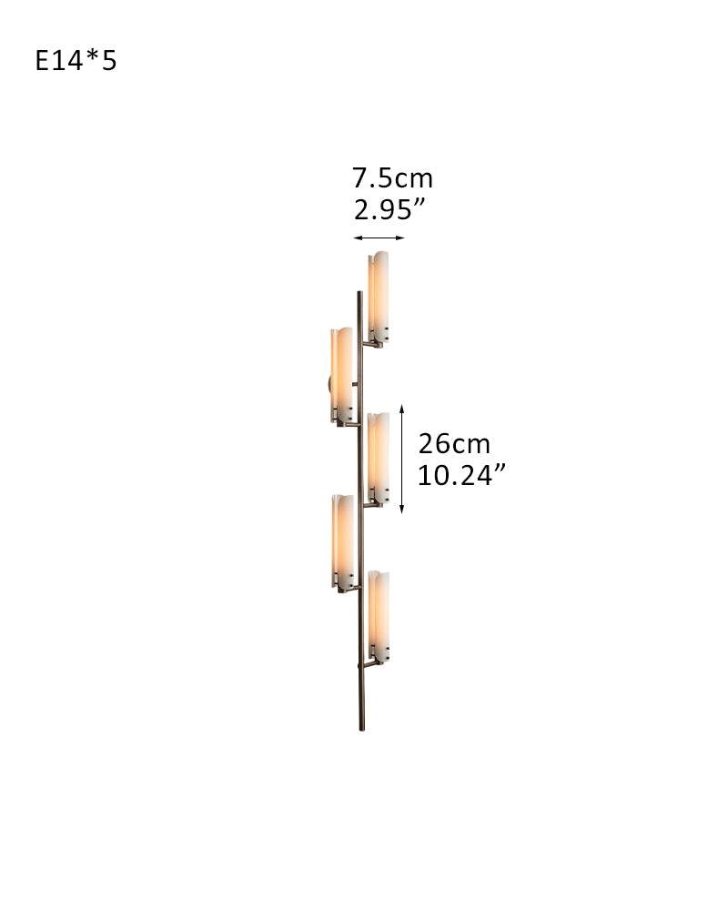 Aged Unique Brass/Black Platiere Linear Glass Wall Ssonces for entryways