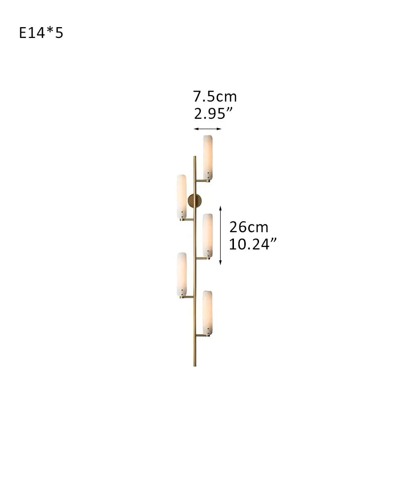 Aged Unique Brass/Black Platiere Linear Glass Wall Ssonces for entryways Fifth-D7.5*H26CM D2.95*H10.24" White + Brass Modern Art Design Wall Lamp