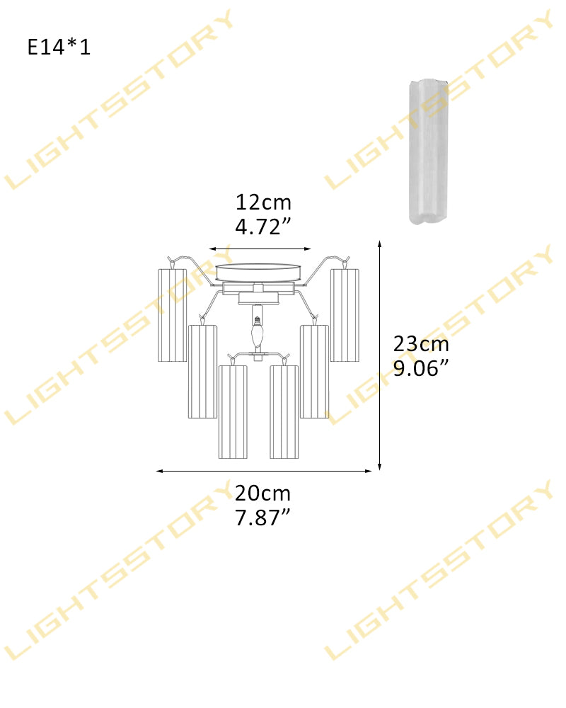 6/8 lights Compact Murano Small Ceiling Light Glass Replacement | Flower Glass Shade 1 light -D20*H23CM D7.87"*H9.06"(6 tubes) Gold + White Glass Modern Ceiling lamp