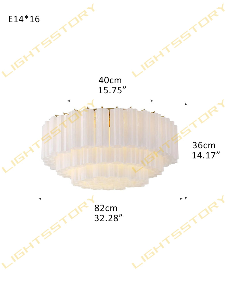 Exquisite Murano Colorful Glass Ceiling Lamps Wide 32in Aged Brass/Black Framework for Foyer Entrance 16 light-D82*H36CM D32.28"*H14.17"(79 tubes) Gold + White Glass Flush Mounted Ceiling Lamp