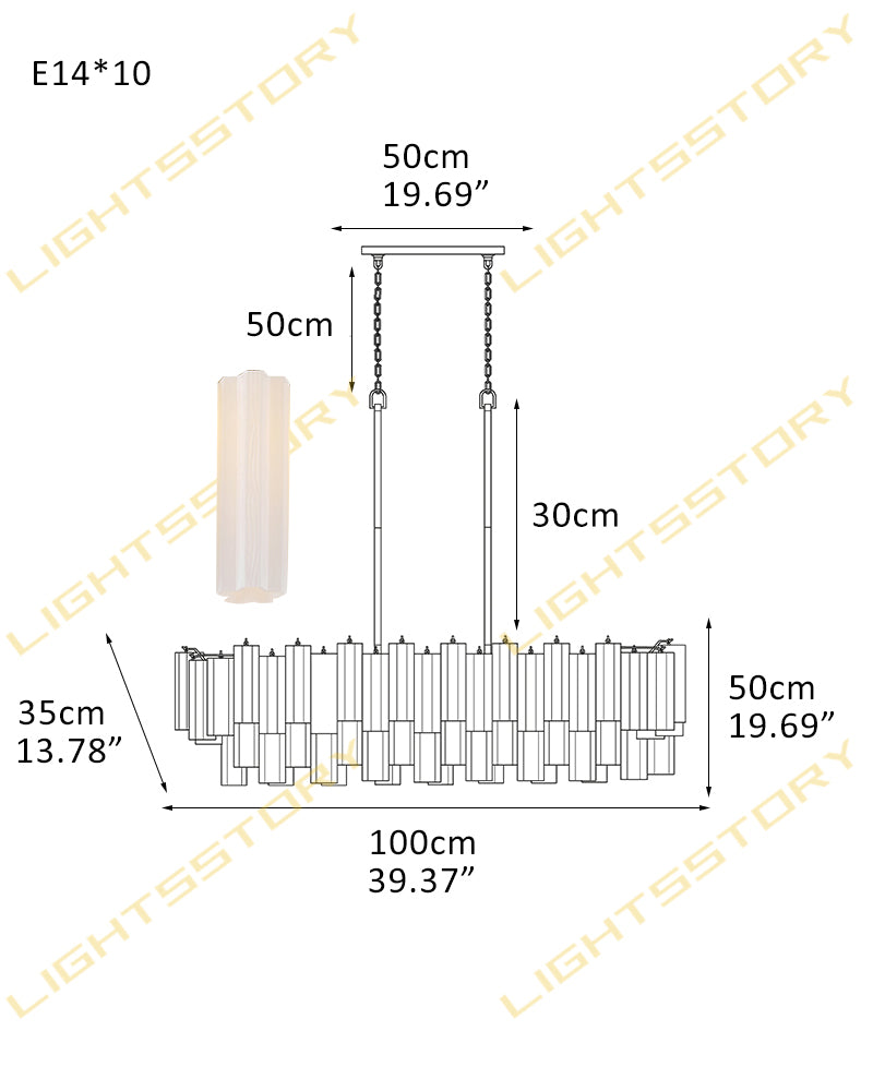 Art Unique Linear Large Murano Layered Glass Tubes Chandelier Aged Brass/Black Metal Frame