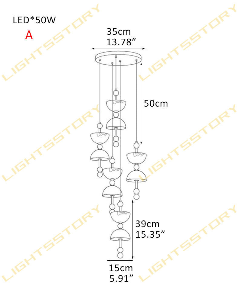 LightsStory Alabaster Bowl Cluster Pendant Light - 1 to 9 Lights