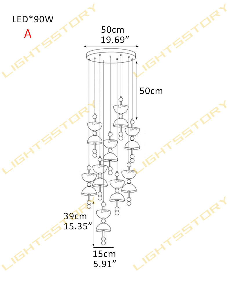 LightsStory Alabaster Bowl Cluster Pendant Light - 1 to 9 Lights