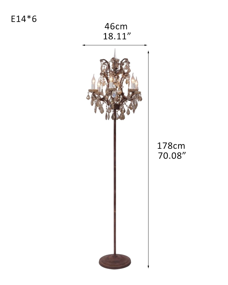 Halo Industrial Styles Cut Crystal Candelabra Floor Lamp 70"in