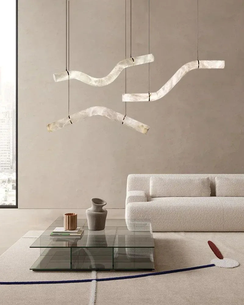 Minimalist Long Cord Ceiling Pendant Alabaster Lighting | 120/150cm Length American chandelier