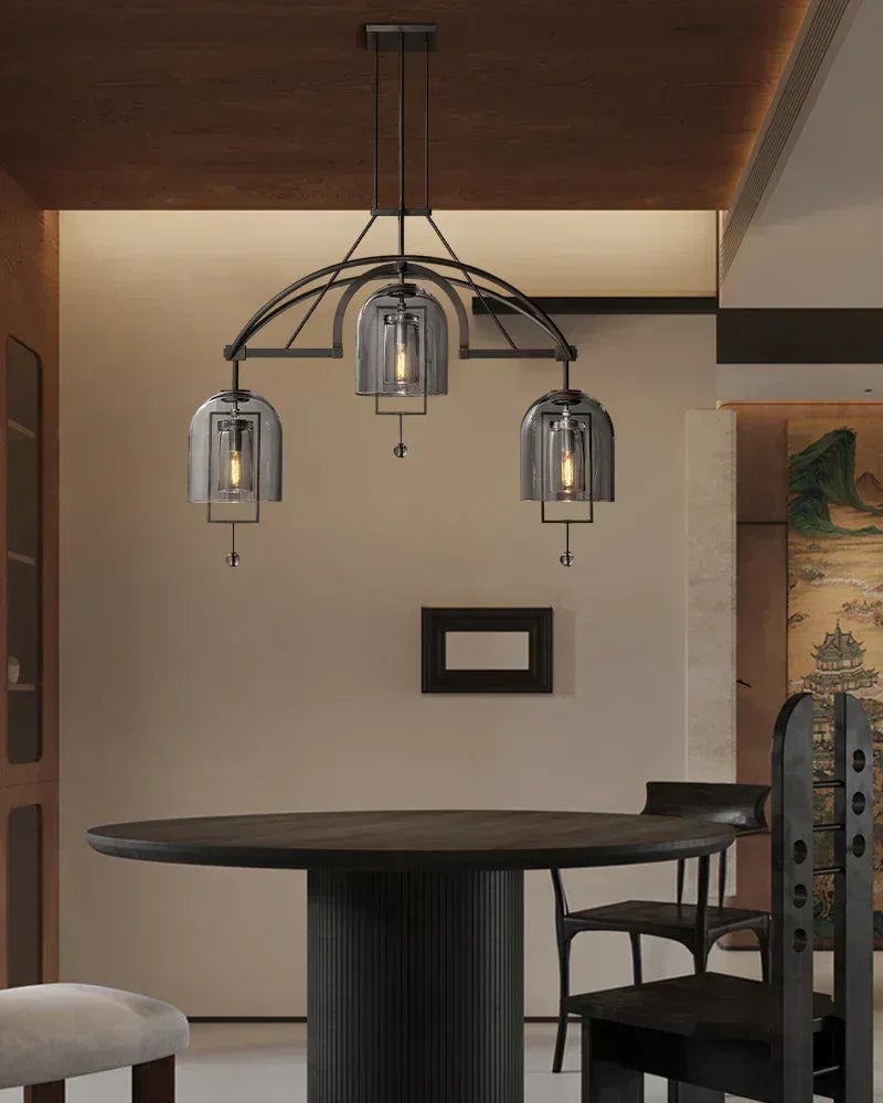 Amalfi Series Architectural Chandelier | Sculptural Orb Hand-Blown Glass and Brass Hardware, Premium Brass finish for Modern Dining Rooms and Entryways American Vintage chandelier lamp