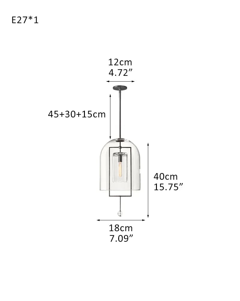 Amalfi Series Architectural Chandelier | Sculptural Orb Hand-Blown Glass and Brass Hardware, Premium Brass finish for Modern Dining Rooms and Entryways 1-light-D18*H40CM D7.09"*H15.75" Black American Vintage chandelier lamp