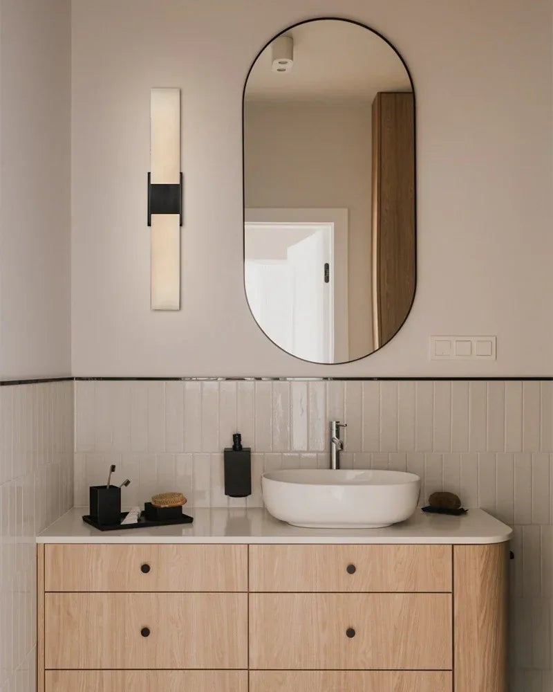 Annecy Series Ethereal Chandelier | Linear Carved Natural Alabaster with Iron Accents, Antique Black finish for Dining Rooms and Kitchen Islands American chandelier