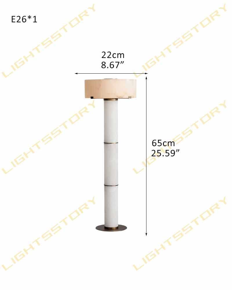 Ascot Series Prismatic Floor Lamp | Monolithic Alabaster Column Carved Natural Alabaster and Polished Nickel Steel, Polished Nickel finish for Grand entryways, dining rooms, and contemporary living spaces W22*D22*H65CM W8.67"*D8.67"*H25.59" Brass + White Modern Art Design Floor Lamp