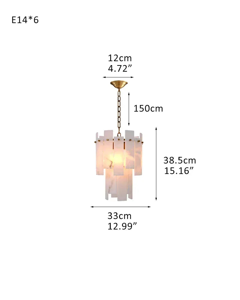 3/5/7-light Tired Alabaster marble Cluster Chandelier 13" with adjustable chain 1-light-D33*H38.5CM D12.99“*H15.16" Brass Luxury Modern Chandelier