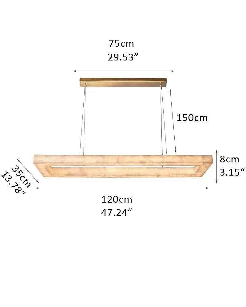 Belleval Series Architectural Chandelier | Modular Tiered Rectangular Solid Spanish white marble rings, Natural Stone finish for Dining Rooms and Grand Living Spaces L120*W35*H8CM D47.24*H3.15" White + Gold American chandelier