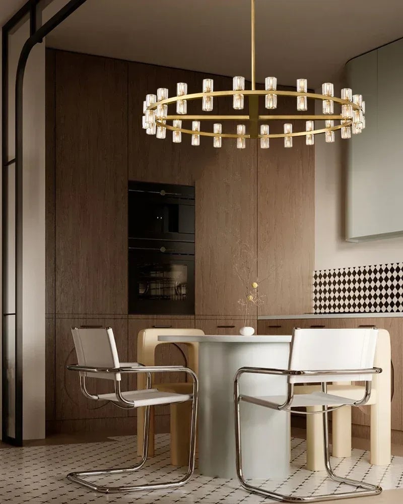 Biarritz Series Grand Chandelier | Double Tier K9 Crystal Superior K9 crystal shades with a robust solid copper frame, Lacquered Brass and Black finish for Grand Foyers, Dining Rooms, and Banquet Halls American chandelier