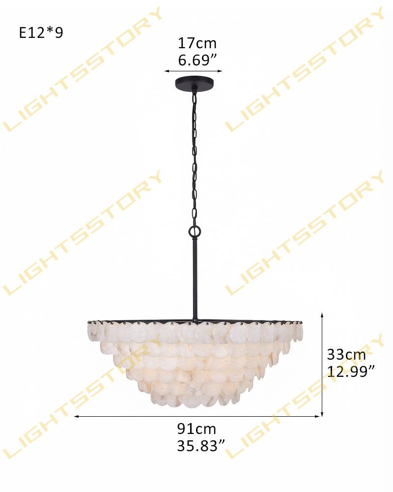 Cascada Alabaster Disc Multi Tiered Chandelier - Natural Spanish Alabaster, Lux Gold Trim - Dining Rooms and Living Rooms