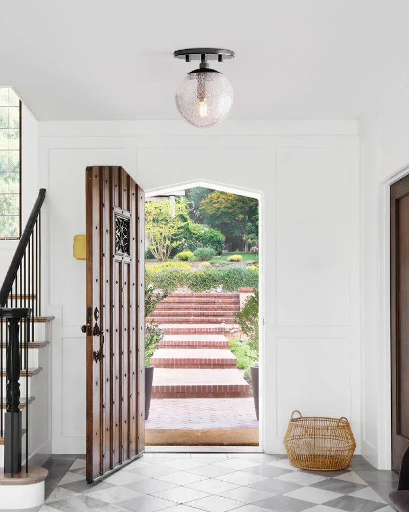 Industrial Globe Bubble Glass Chandelier 28in 36in | Brushed Brass/Black/Silver Steel American Vintage chandelier lamp