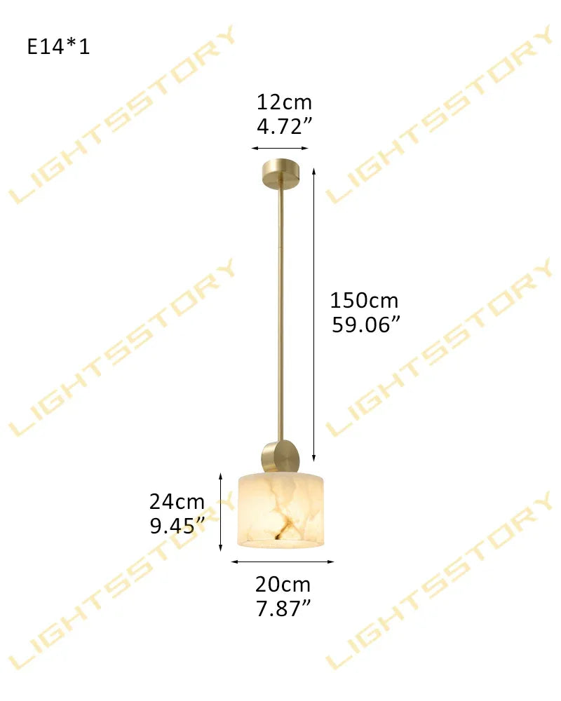 Elegant Adjustable Cable Brass/Black Alabaster Round Pendant Lamps for Dining room Modern Pendant lamp