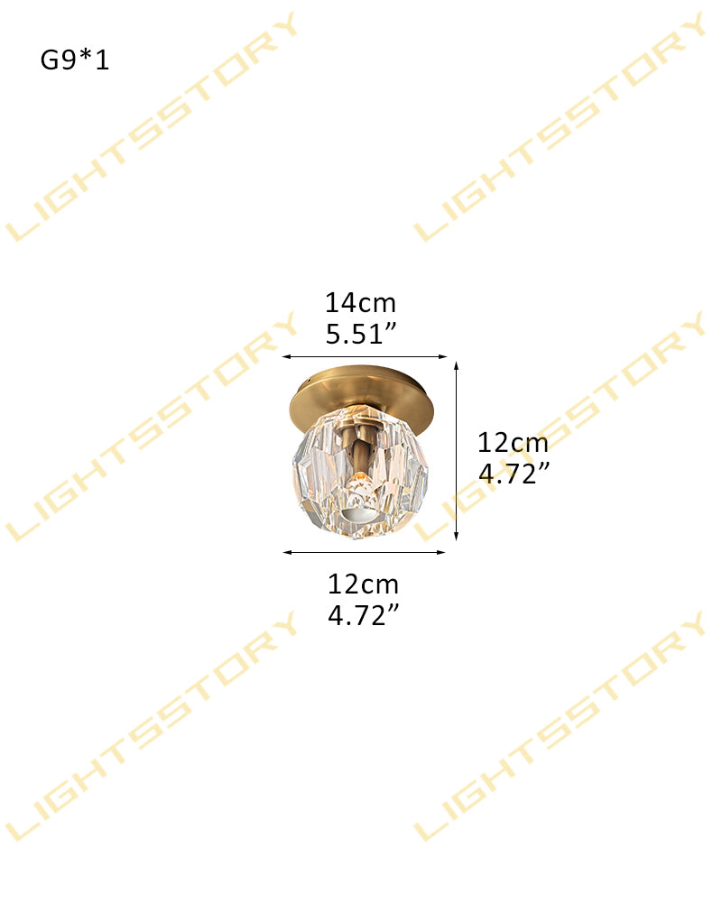 Black/Brass Modern Crystal Ceiling Lighting with Adjustable Cord for Bedroom Hallway 1 light-D14*H12CM D6"*H5" Brass+Clear Crystal Modern Pendant lamp