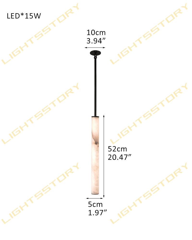 Capri Series Geometric Pendant Light | Cylindrical Solid Natural Marble with Copper Accents, Natural Copper Oxidation for Modern Kitchen Islands and Dining Areas 1-light-D5*H52CM D1.97"*H20.47" Black Modern Pendant lamp