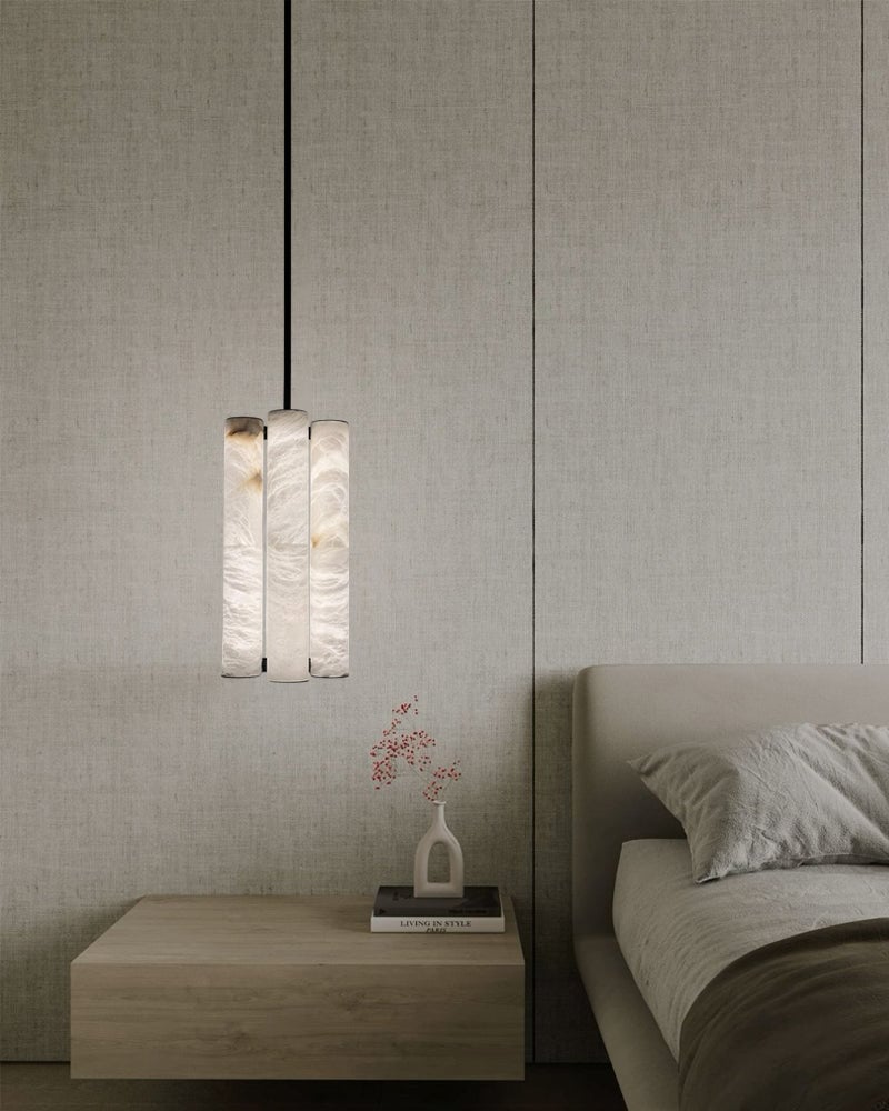 Capri Series Geometric Pendant Light | Cylindrical Solid Natural Marble with Copper Accents, Natural Copper Oxidation for Modern Kitchen Islands and Dining Areas Modern Pendant lamp