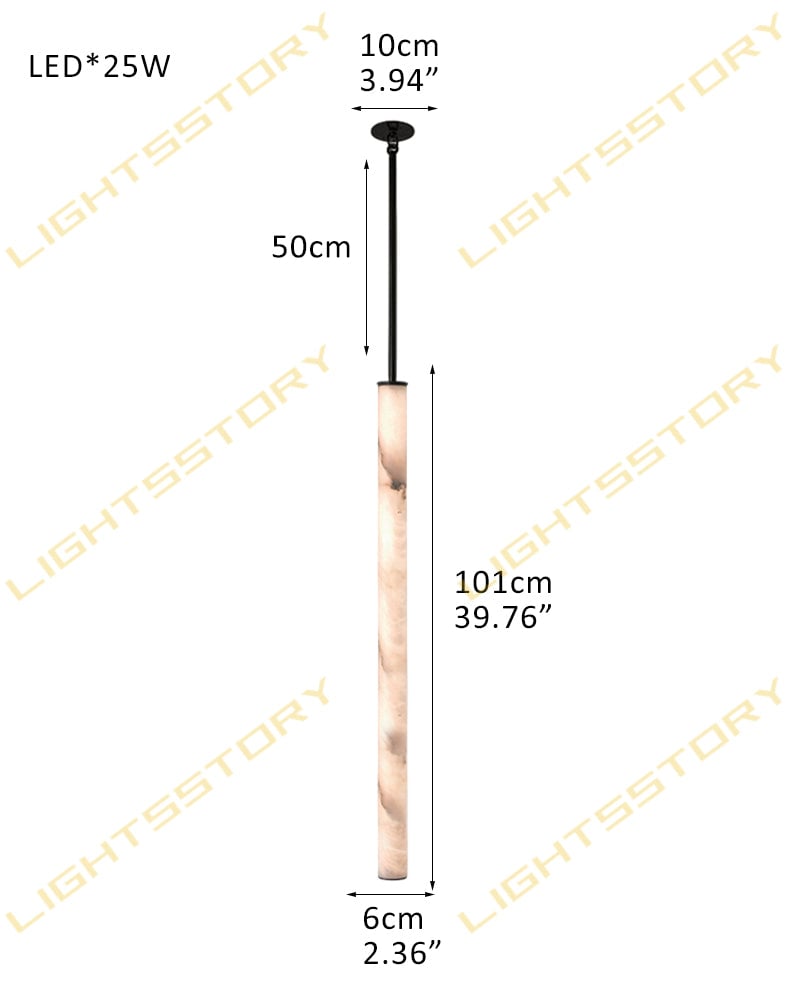 Capri Series Geometric Pendant Light | Cylindrical Solid Natural Marble with Copper Accents, Natural Copper Oxidation for Modern Kitchen Islands and Dining Areas 1-light-D6*H100CM D2.36"*H39.37" Black Modern Pendant lamp