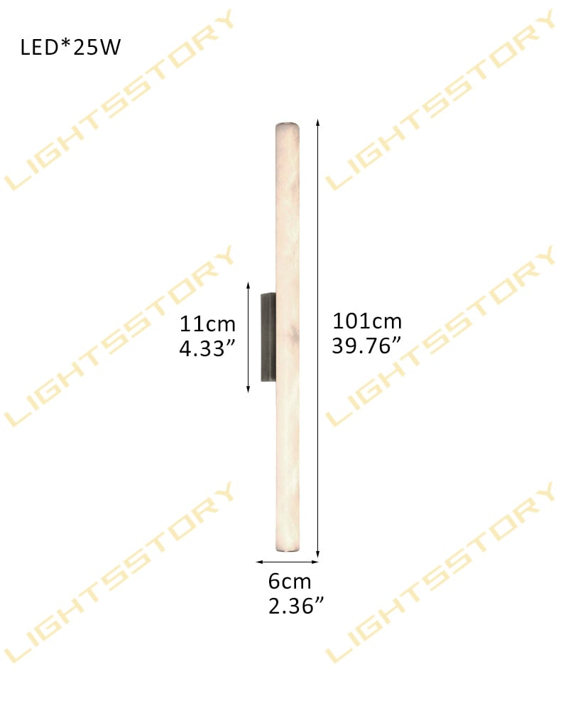 Capri Series Geometric Wall Sconce | Cylindrical Linear Hand-carved Natural Marble, Brass and Black Metal for Hallways, Dining Areas, and Living Spaces D6*H101CM D2.36"*H39.76" Black + White Flush Mounted Wall Sconce Lamp