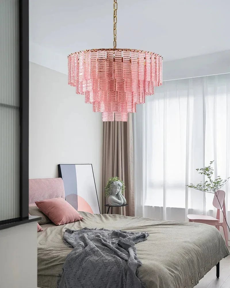 Cassis Series Geometric Wall Sconce | Triple Tier Hand-cast Venetian textured glass, Modernist geometric finish for Dining rooms, entryways, and open-concept areas Flush Mounted Wall Sconce Lamp