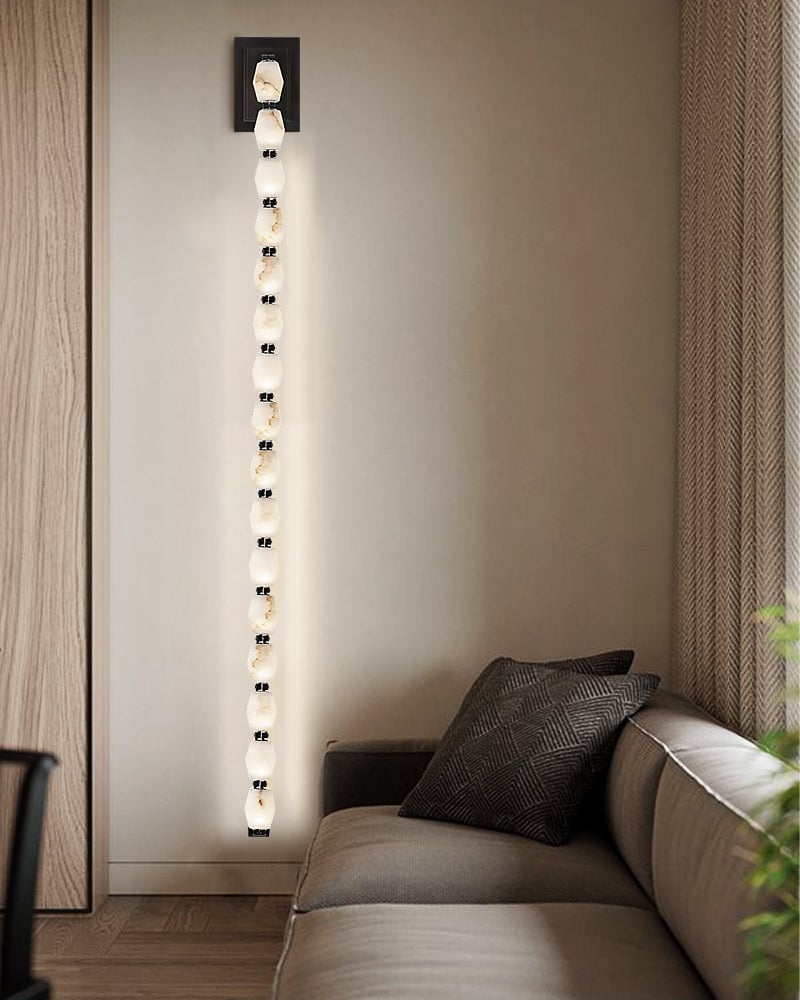 Clairval Series Geometric Wall Light | Multi Alabaster Globes Natural Alabaster and Solid Brass, Aged Brass and Black Framework for Modern Living Rooms and Hallways Flush Mounted Wall Sconce Lamp