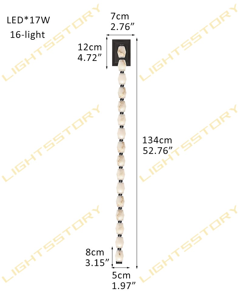 Clairval Series Geometric Wall Light | Multi Alabaster Globes Natural Alabaster and Solid Brass, Aged Brass and Black Framework for Modern Living Rooms and Hallways 16-light-D5*H134CM D1.97"*H52.76" Black Flush Mounted Wall Sconce Lamp