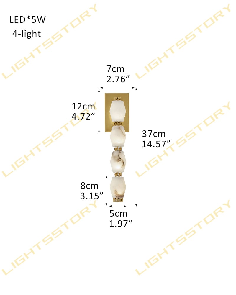 Clairval Series Geometric Wall Light | Multi Alabaster Globes Natural Alabaster and Solid Brass, Aged Brass and Black Framework for Modern Living Rooms and Hallways 4-light-D7*H37CM D2.76"*H14.57" Brass Flush Mounted Wall Sconce Lamp