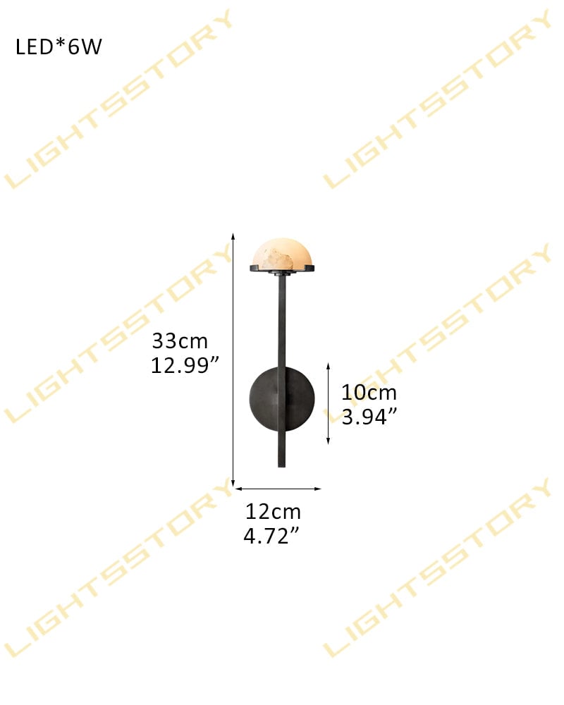 Comporta Series Geometric Wall Sconce | Sculptural Two-Tier Hand-Carved Natural Alabaster, Brass and Black finish for Living Rooms, Hallways, and Bedside Suites 1-light-D12*H33CM D4.72"*H12.99" Black Flush Mounted Wall Sconce Lamp
