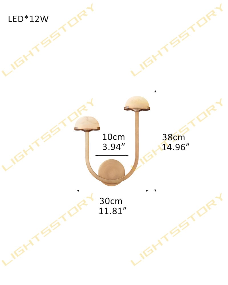 Comporta Series Geometric Wall Sconce | Sculptural Two-Tier Hand-Carved Natural Alabaster, Brass and Black finish for Living Rooms, Hallways, and Bedside Suites 2-light-D30*H38CM D11.81"*H14.96"-A Brass Flush Mounted Wall Sconce Lamp