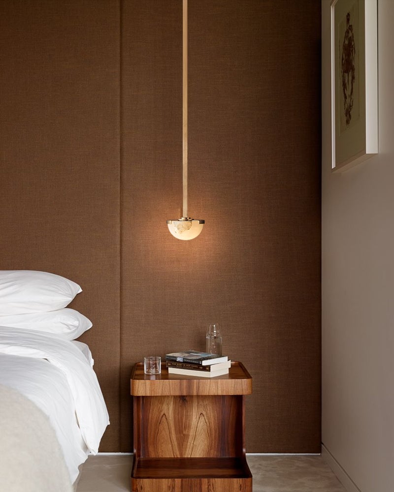 Comporta Series Geometric Wall Sconce | Sculptural Two-Tier Hand-Carved Natural Alabaster, Brass and Black finish for Living Rooms, Hallways, and Bedside Suites Flush Mounted Wall Sconce Lamp