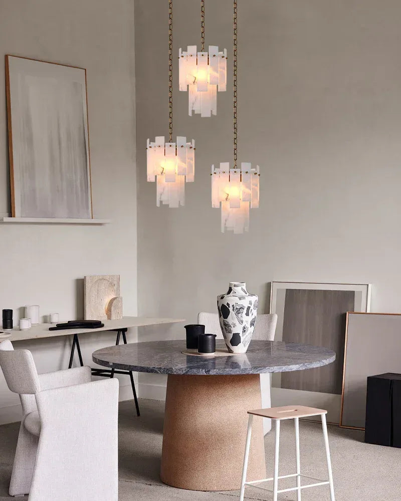 3/5/7-light Tired Alabaster marble Cluster Chandelier 13" with adjustable chain Luxury Modern Chandelier