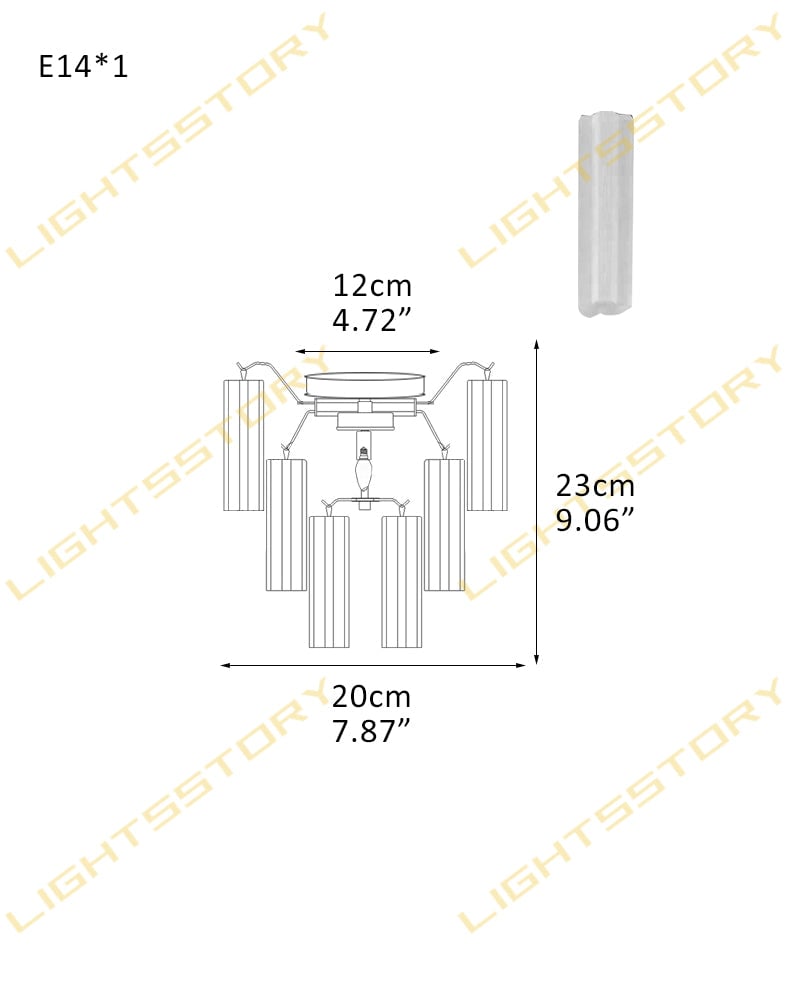 Cortina Series Ethereal Ceiling Light | Star-Shaped Hand-blown authentic Murano glass tubes, Elegant gold accents for Living Rooms and Entryways 1 light -D20*H23CM D7.87"*H9.06"(6 tubes) Gold + White Glass Modern Ceiling lamp