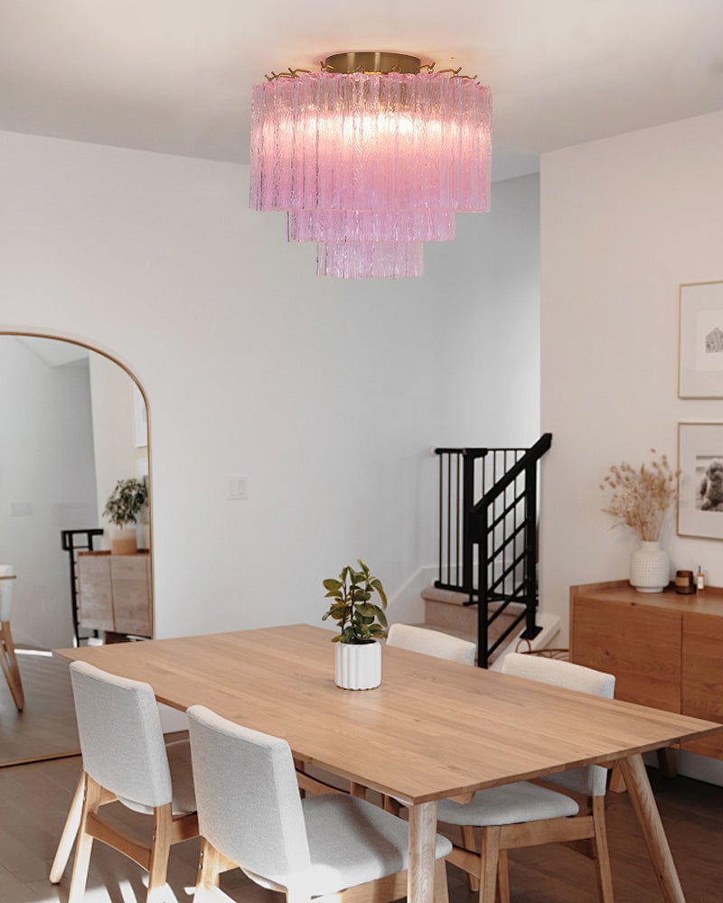 Cortina Series Ethereal Ceiling Light | Star-Shaped Hand-blown authentic Murano glass tubes, Elegant gold accents for Living Rooms and Entryways Modern Ceiling lamp