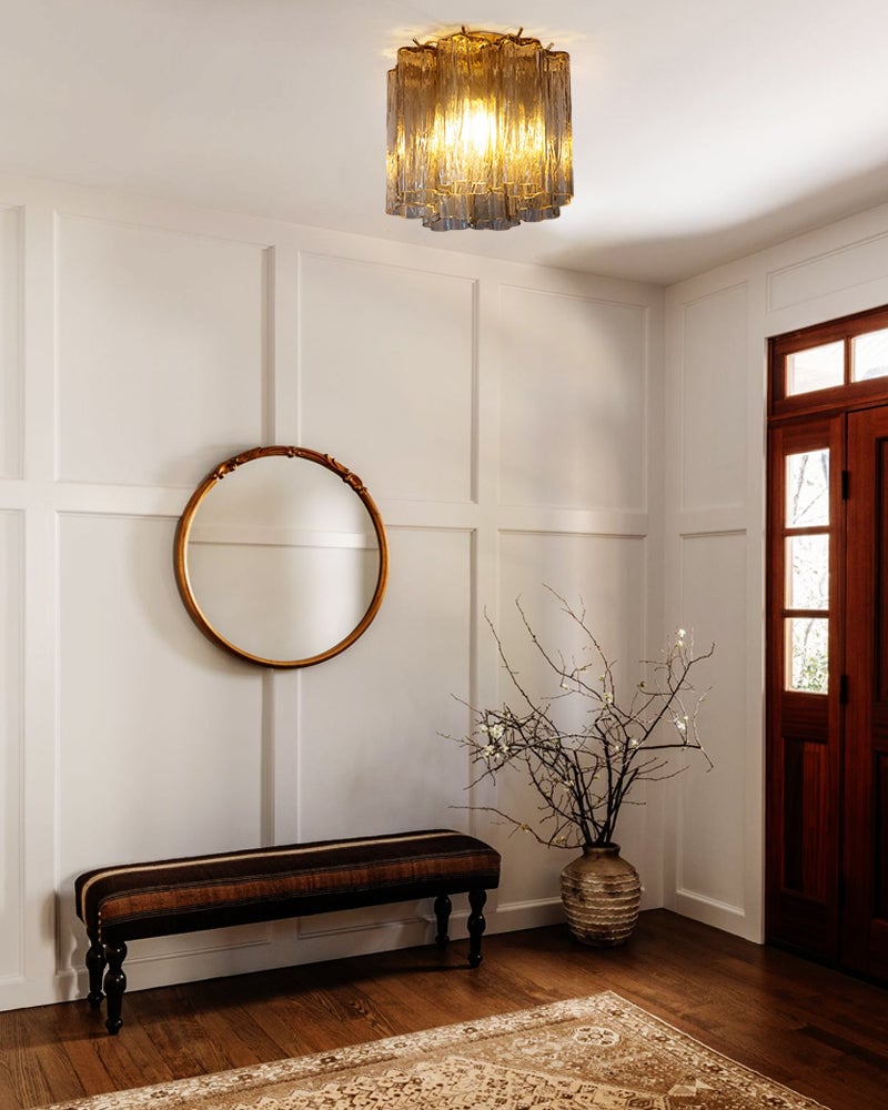 Cortina Series Ethereal Ceiling Light | Star-Shaped Hand-blown authentic Murano glass tubes, Elegant gold accents for Living Rooms and Entryways Modern Ceiling lamp