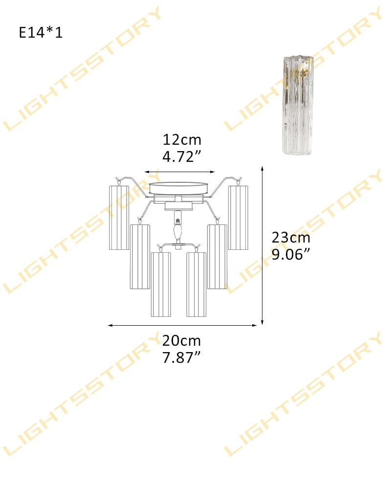 Cortina Series Ethereal Ceiling Light | Star-Shaped Hand-blown authentic Murano glass tubes, Elegant gold accents for Living Rooms and Entryways 1 light -D20*H23CM D7.87"*H9.06"(6 tubes) Gold + Clear Glass Modern Ceiling lamp