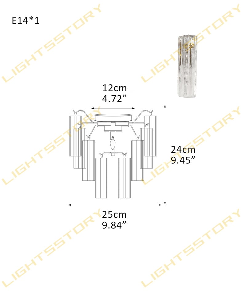 Cortina Series Ethereal Ceiling Light | Star-Shaped Hand-blown authentic Murano glass tubes, Elegant gold accents for Living Rooms and Entryways 1 light -D25*H24CM D9.84"*H9.45"(8 tubes) Modern Ceiling lamp