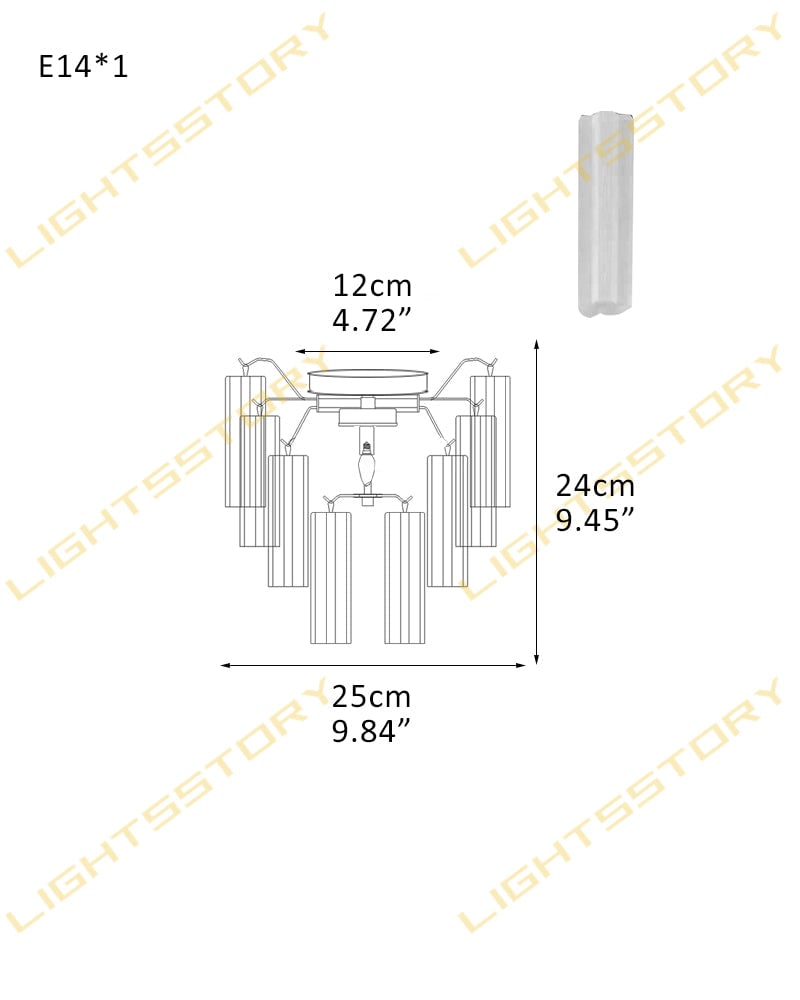 Cortina Series Ethereal Ceiling Light | Star-Shaped Hand-blown authentic Murano glass tubes, Elegant gold accents for Living Rooms and Entryways 1 light -D25*H24CM D9.84"*H9.45"(8 tubes) Gold + White Glass Modern Ceiling lamp