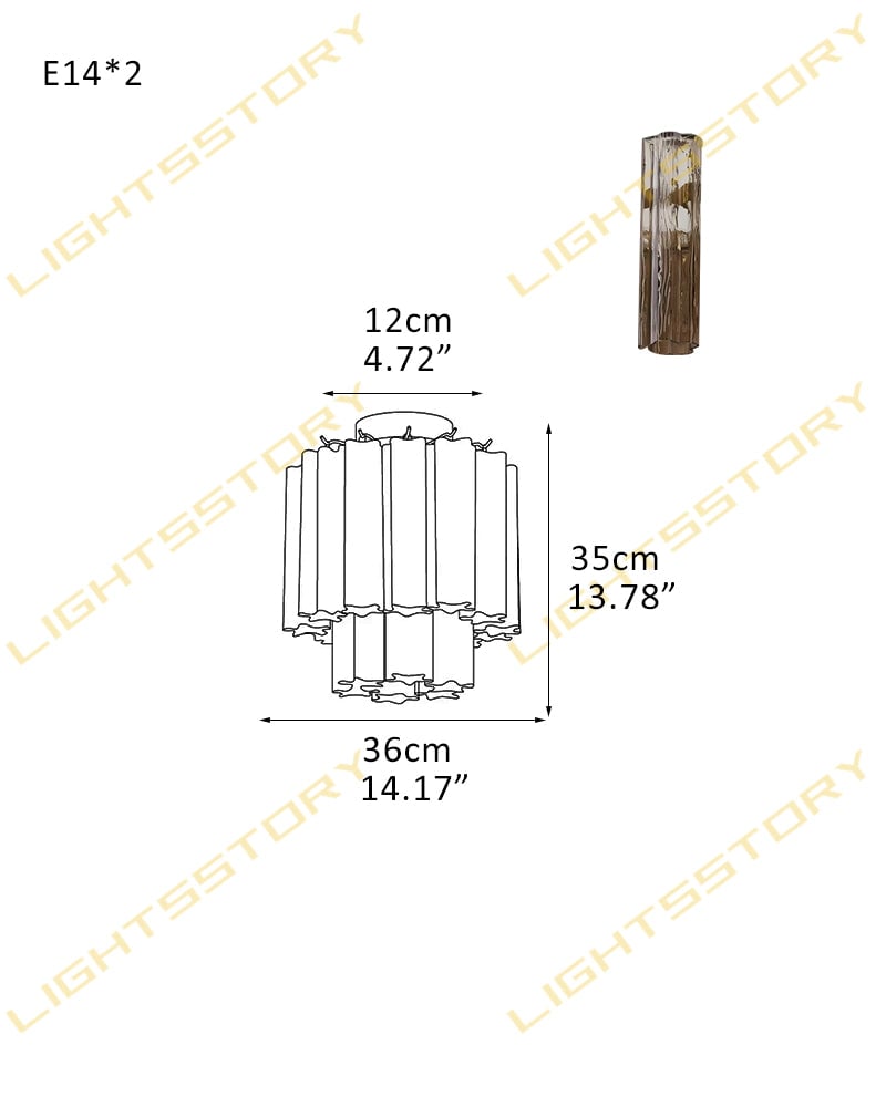 Cortina Series Geometric Flush Mount Ceiling Lamp | Star-Shaped Hand-blown authentic Murano glass tubes, Elegant gold accents for Dining Rooms and Living Areas 2 light -D36*H35CM D14.17"*H13.78"(8 tubes) Gold + Smoky Glass Modern Ceiling lamp